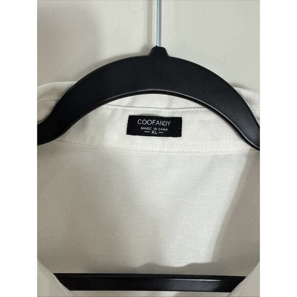 COOFANDY Cuban Men's Short Sleeve Shirt Rayon/ Linen Blend Button Down size XL - Picture 3 of 8